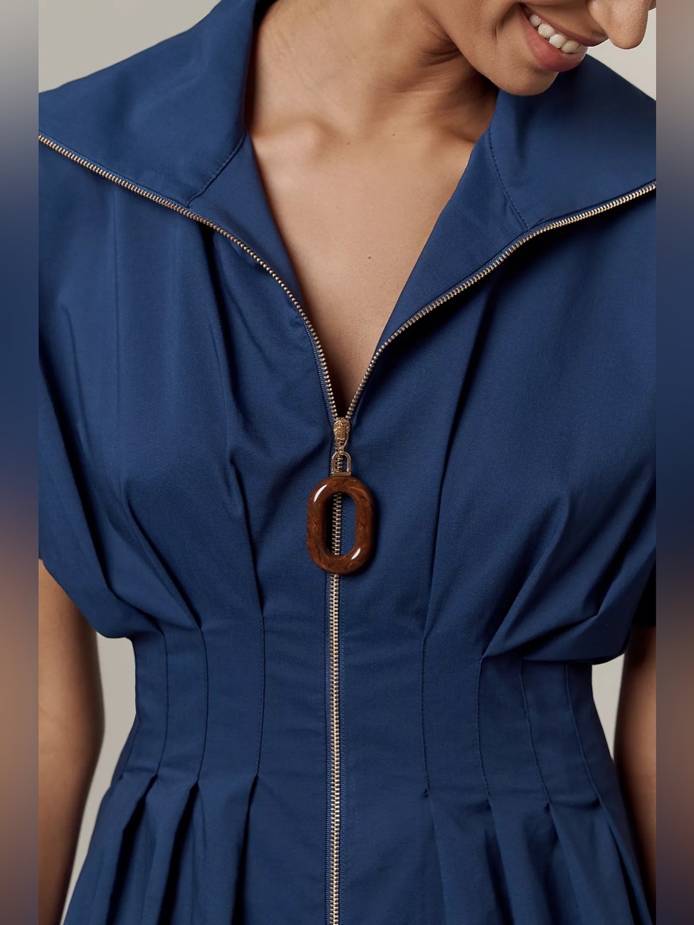 The Tobie Zip-Front Mini Shirt Dress by Exquise - Picture 4 of 7